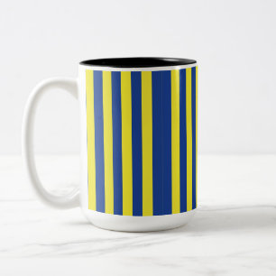 Tasse 2 Couleurs Rayures bleu foncé et jaune