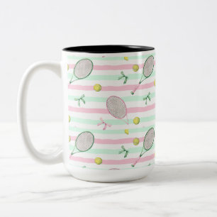 Tasse 2 Couleurs Rayures de tennis vert pâle et rose