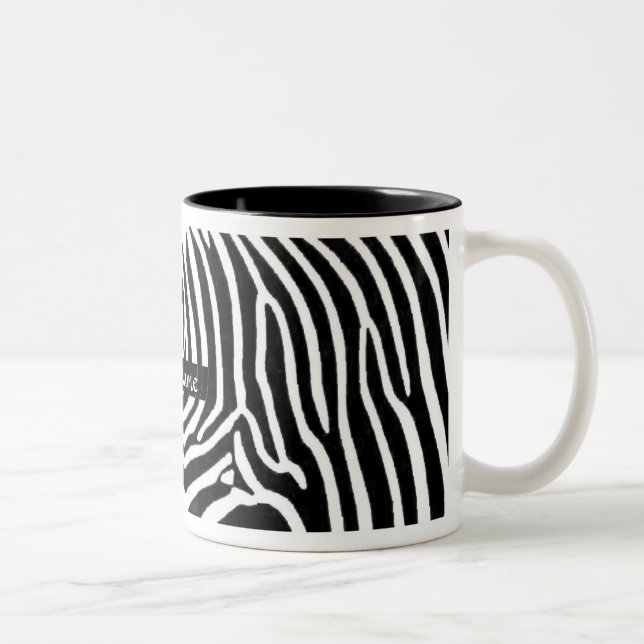 Tasse 2 Couleurs Rayures de zèbre personnalisées avec le nom (Droit)