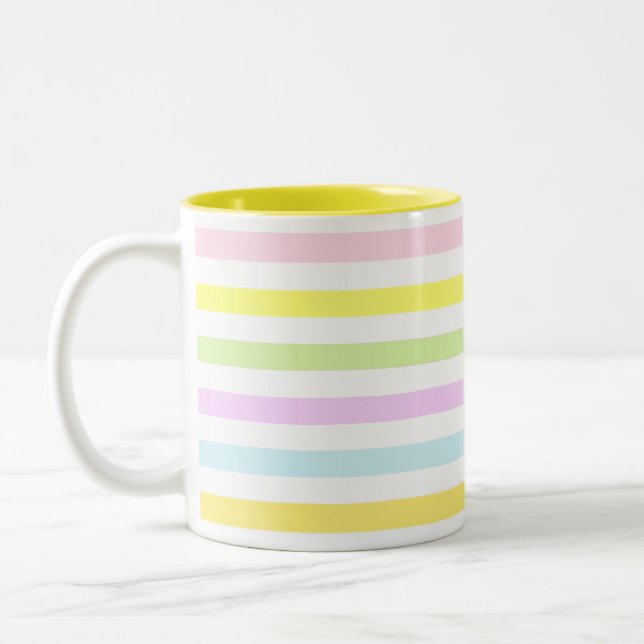 Tasse 2 Couleurs Rayures en couleurs pastel (Gauche)