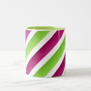 Tasse 2 Couleurs Rayures violettes/blanches et vertes