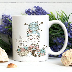 Tasse 2 Couleurs Real Grandmas Knit mignon Whimsal Tricot amusant