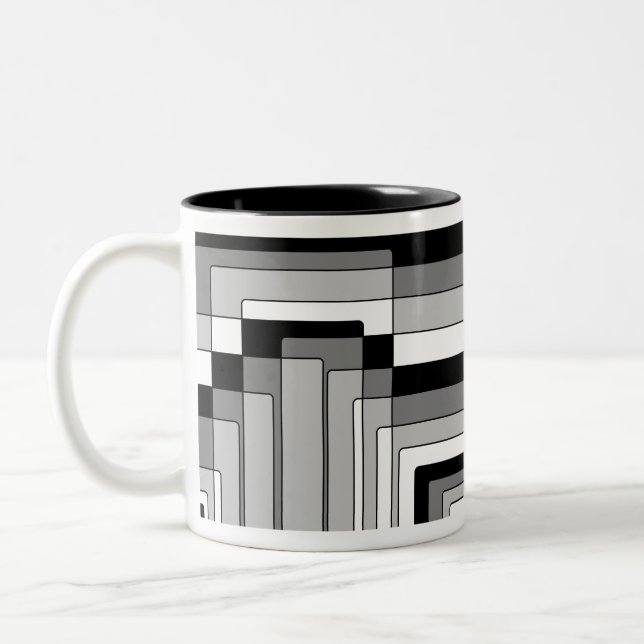 Tasse 2 Couleurs Rectangles Abstraites en noir et blanc (Gauche)