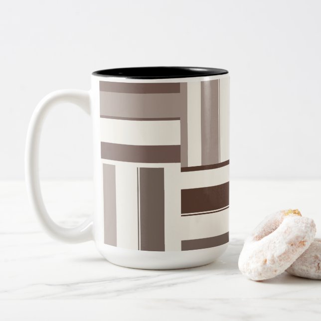 Tasse 2 Couleurs Rectangles de blocs de couleurs géométriques - Bro (Avec donut)