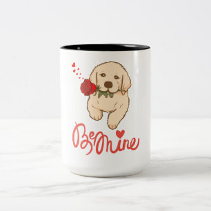 Tasse 2 Couleurs Récupérateur d'or avec un rose. Soyez miennes