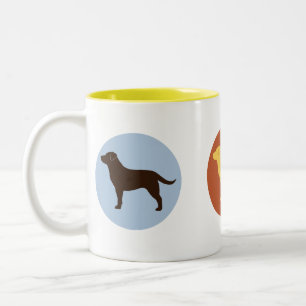 Tasse 2 Couleurs Récupérateurs de chocolat, de jaune et de Labrad