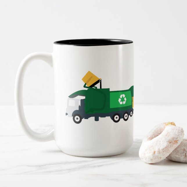 Tasse 2 Couleurs Recyclage Camion à ordures (Avec donut)