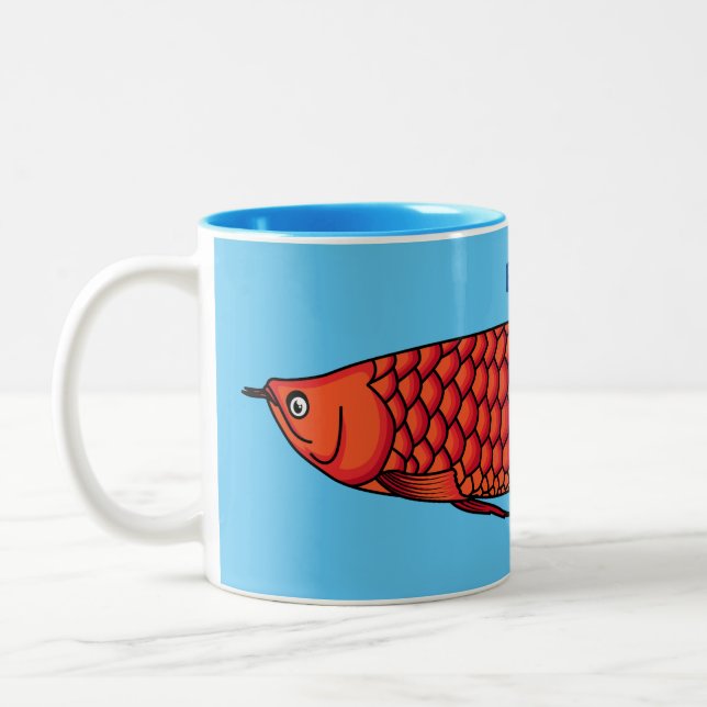 Tasse 2 Couleurs Red Arowana fish cartoon (Gauche)
