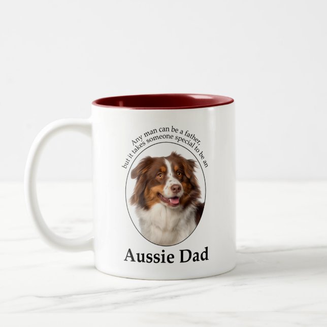 Tasse 2 Couleurs Red Australian Shepherd Papa (Gauche)