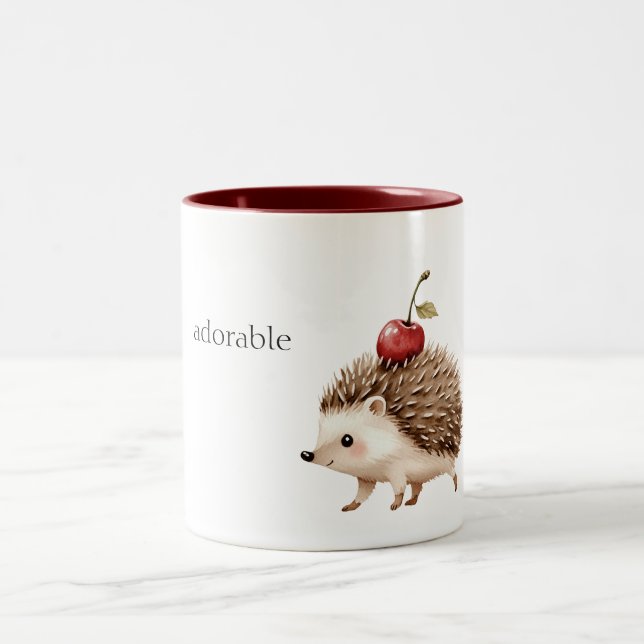 Tasse 2 Couleurs Red Cherry Adorable Hedgehog (Centre)