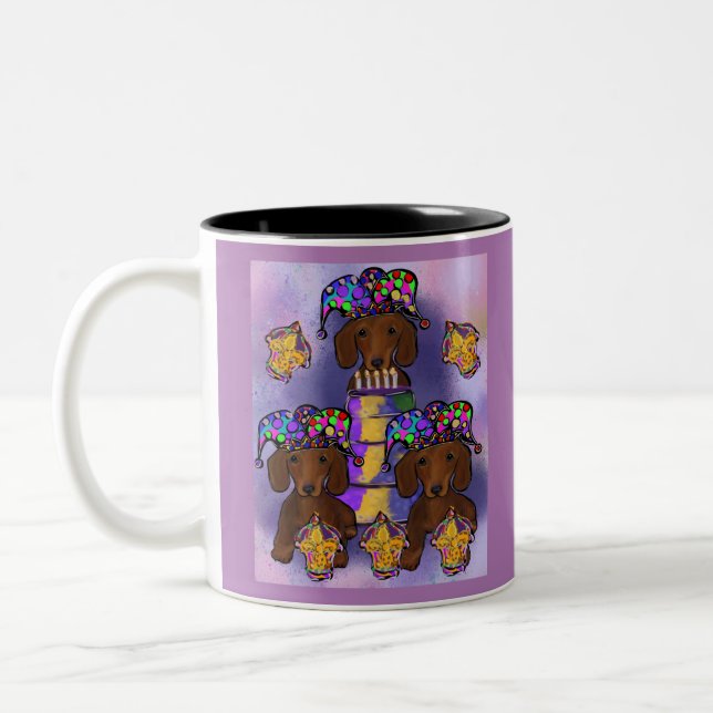 Tasse 2 Couleurs Red Doxie Mardi Gras (Gauche)