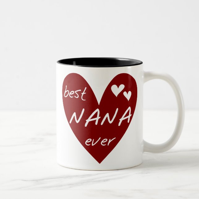 Tasse 2 Couleurs Red Heart Best Nana Ever T-shirts et cadeaux (Droit)