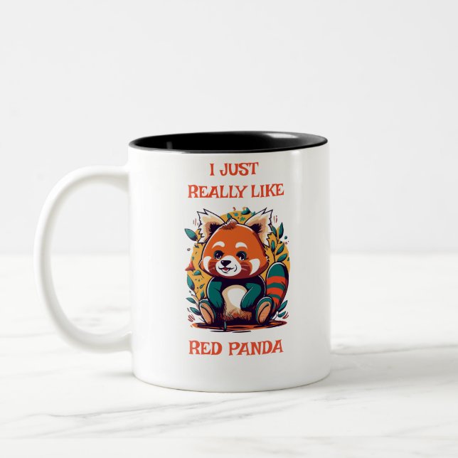 Tasse 2 Couleurs Red Panda, J'Aime Vraiment Red Panda (Gauche)