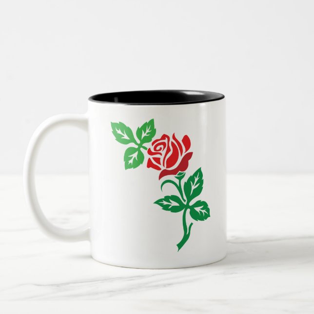 Tasse 2 Couleurs Red Rose Flower Design – Classic Floral Beauty (Gauche)