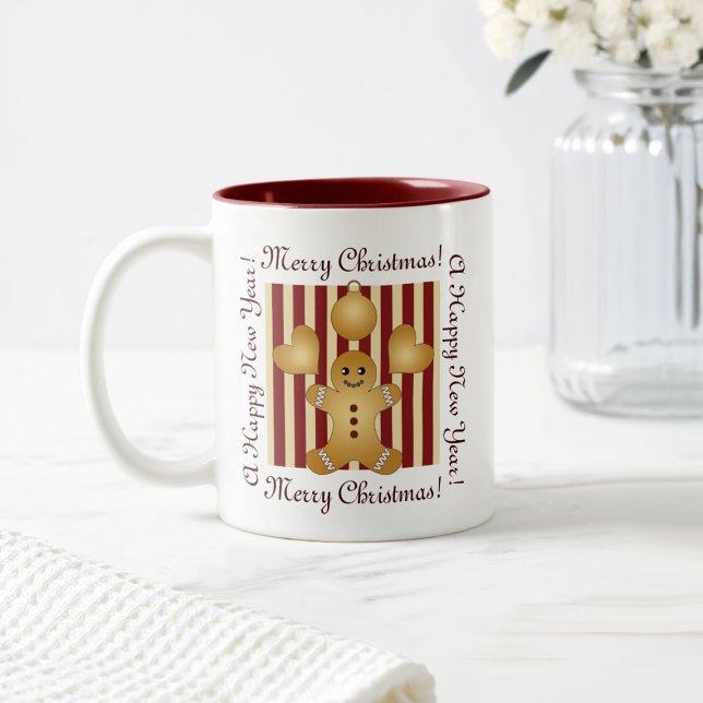 Tasse 2 Couleurs Red Strike Christmas Cookie Cute Gingerbread Homme (Créateur téléchargé)