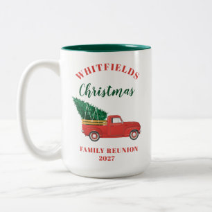 Tasse 2 Couleurs Red Truck Christmas Famille Reunion Custom