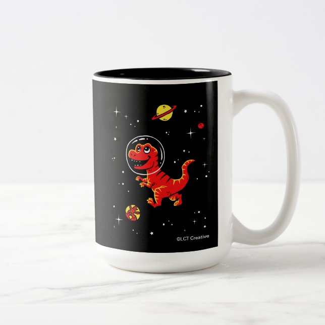 Tasse 2 Couleurs Red Tyrannosaurus Rex Dinos Dans L'Espace (Droit)