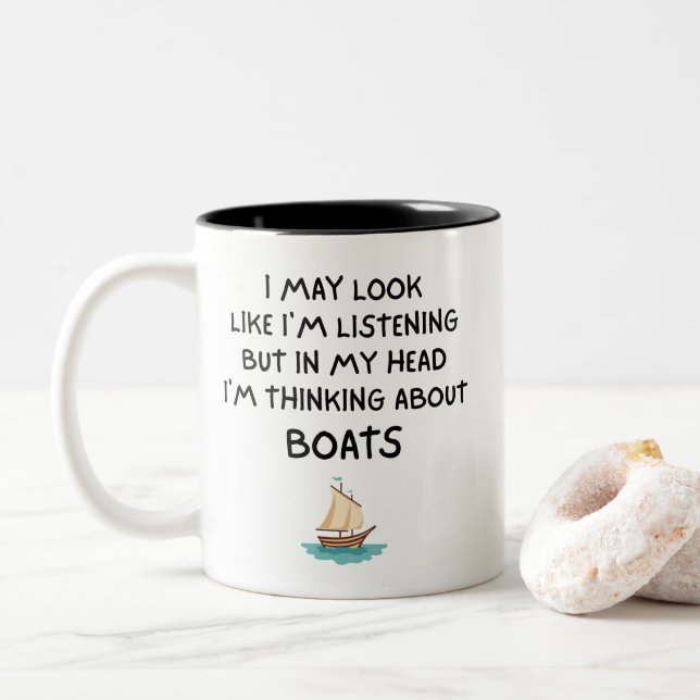 Tasse 2 Couleurs Réflexion sur les bateaux drôle de voile (Avec donut)