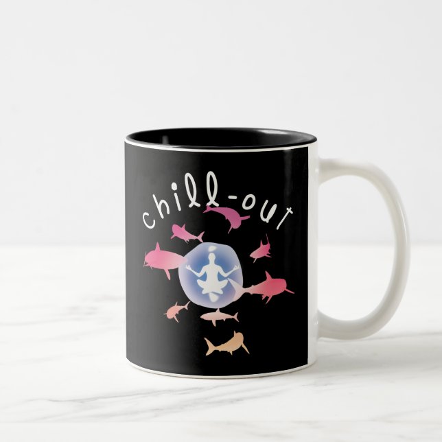 Tasse 2 Couleurs Refroidissement Yoga Shark Design graphique (Droit)