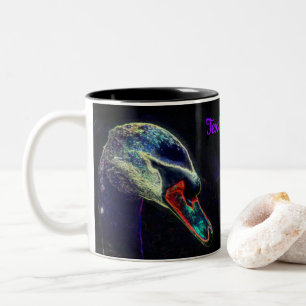 Tasse 2 Couleurs Regal Swan Art Abstrait Personnalisé