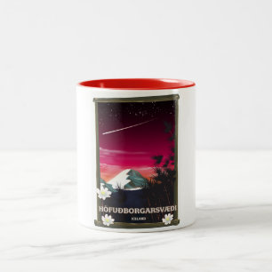 Tasse 2 Couleurs Région de la capitale Islande affiche de voyage en