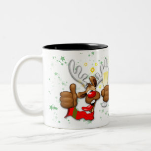 Tasse 2 Couleurs Reindeer Drunk Funny Caractère de Noël