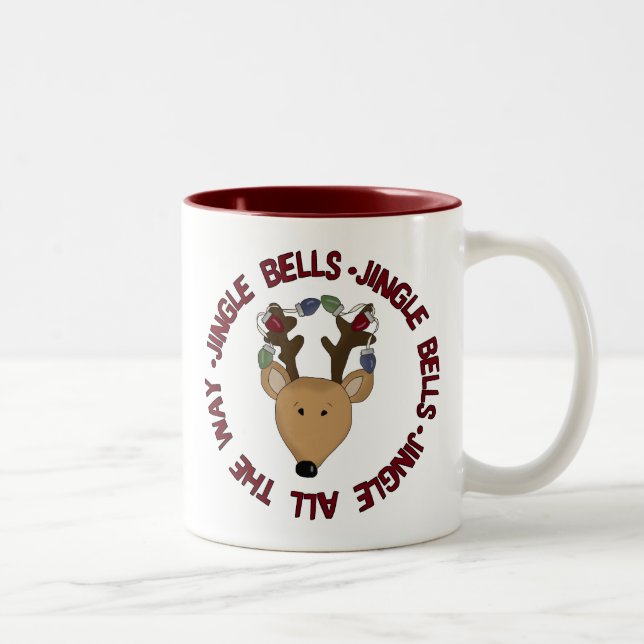 Tasse 2 Couleurs Reindeer Jingle Bells Tshirts et cadeaux (Droit)