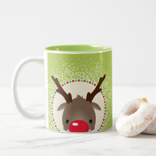 Tasse 2 Couleurs REINDEER PEEEING mignon roux rudolph vert cime