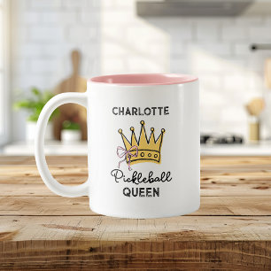 Tasse 2 Couleurs Reine de Pickleball Rétro Rose Personnalisée Femme