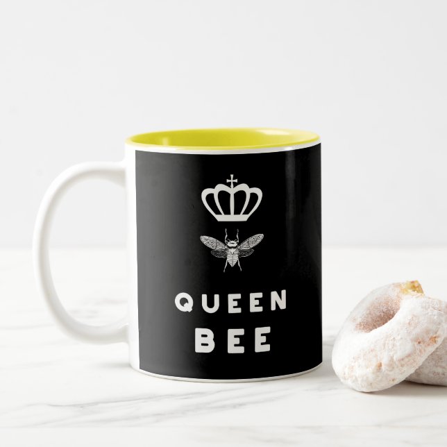 Tasse 2 Couleurs Reine des abeilles. Couronne. Énonciations (Avec donut)