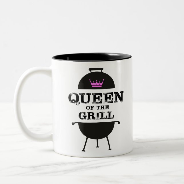 Tasse 2 Couleurs Reine Du Grill, Couronne Rose Noire (Gauche)