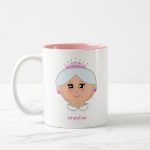 Tasse 2 Couleurs Reine grand-mère avec texte et coeur modifiables