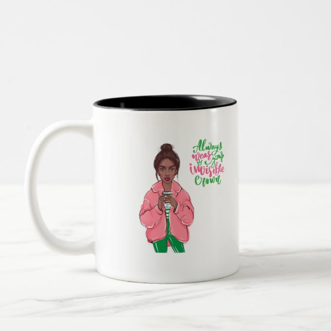 Tasse 2 Couleurs Reine rose et verte (Gauche)
