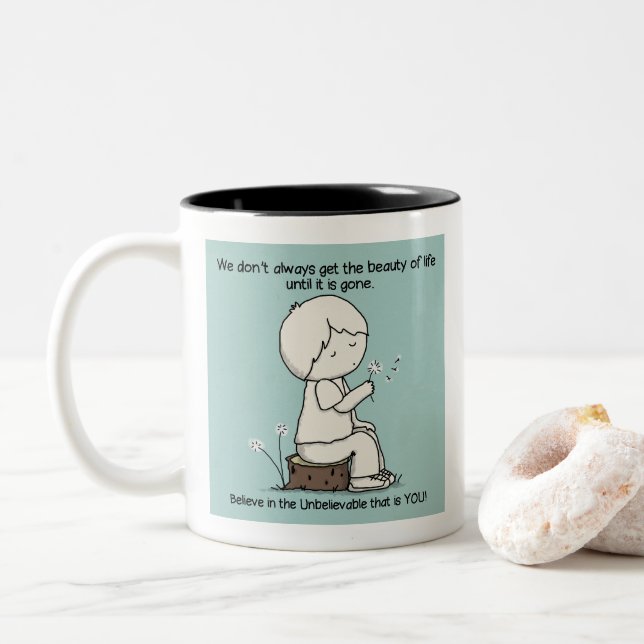 Tasse 2 Couleurs Remarquez la Beauté de la Vie (Avec donut)