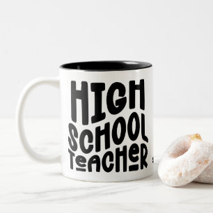 Tasse 2 Couleurs Remerciement de professeur de lycée Minimaliste