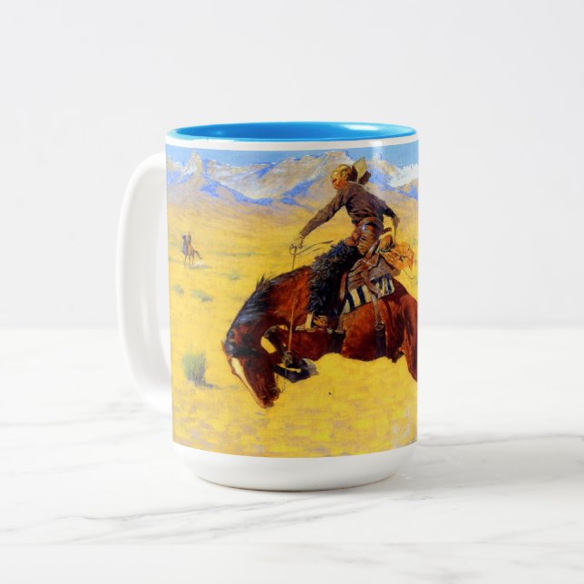 Tasse 2 Couleurs Remington Old West Horse et Cowboy (Devant gauche)
