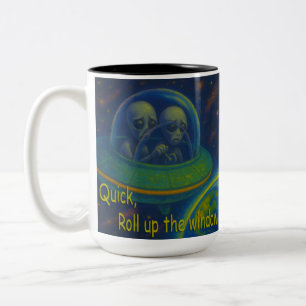 Tasse 2 Couleurs remonter la fenêtre alien OVNI humour science-fict