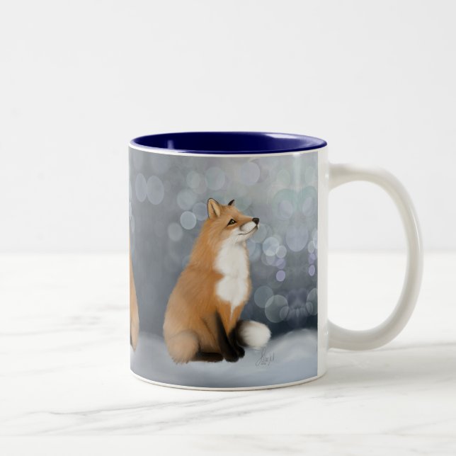 Tasse 2 Couleurs Renard à neige silencieux (Droit)