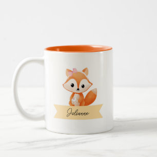 Tasse 2 Couleurs Renard mignon personnalisé
