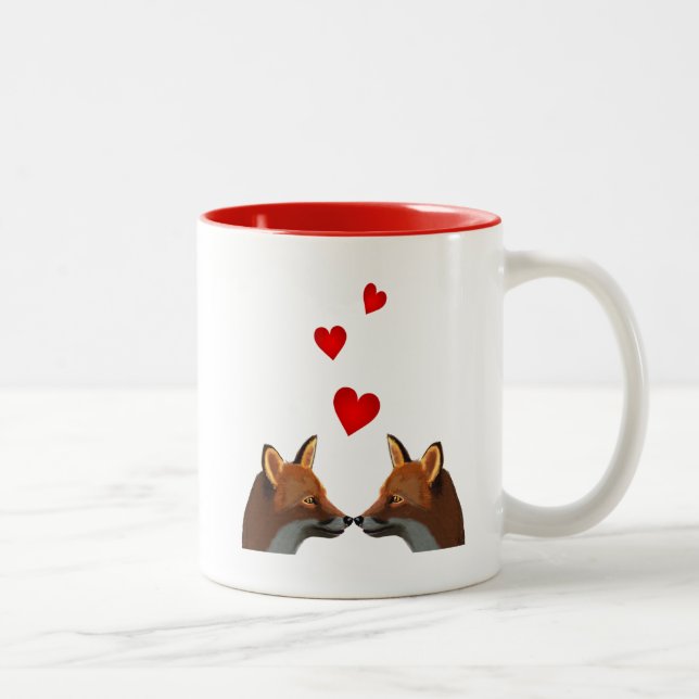 Tasse 2 Couleurs Renards amoureux (Droit)