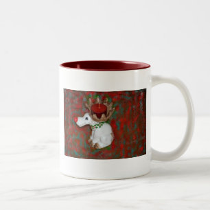 Tasse 2 Couleurs Renne à Nez Rouge de Noël Élan
