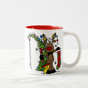 Tasse 2 Couleurs Renne de Joyeux Noël de fête