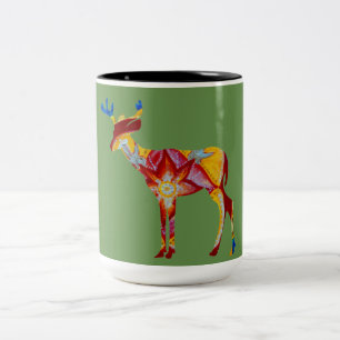 Tasse 2 Couleurs Renne mandala coloré 
