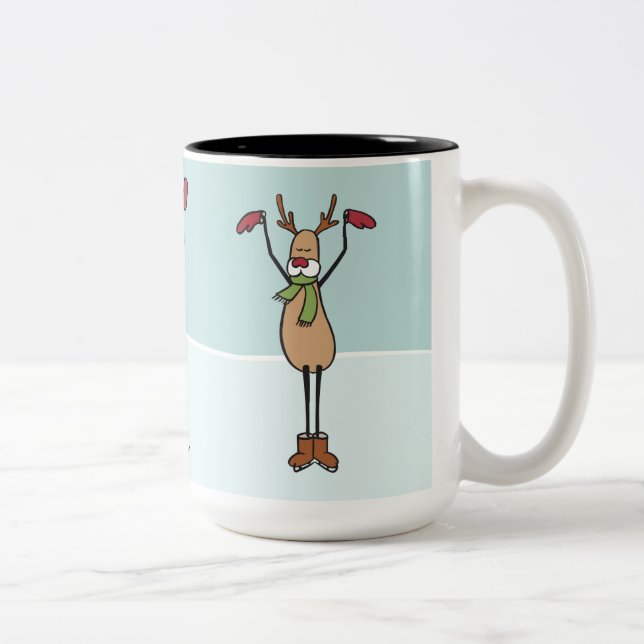 Tasse 2 Couleurs Renne mignon de danse - Noël (Droit)