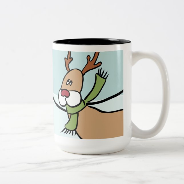 Tasse 2 Couleurs Renne mignon de danse - Noël (Droit)