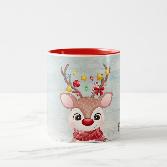 Tasse 2 Couleurs Rennes de Noël adorables  (Centre)