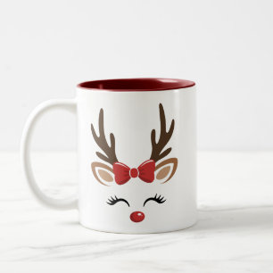 Tasse 2 Couleurs Rennes de Noël Mignonnes Vacances Hiver