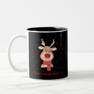 Tasse 2 Couleurs Rennes de rudolph en aquarelle personnalisées