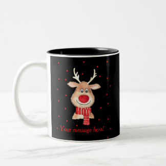 Tasse 2 Couleurs Rennes de rudolph en aquarelle personnalisées