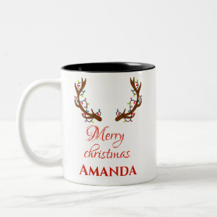 Tasse 2 Couleurs Rennes personnalisées - Joyeux Noël